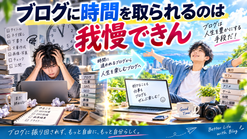 ブログに時間を取られるのは我慢できん