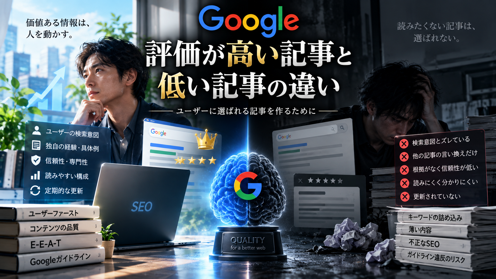 google 評価が高い記事と低い記事の違い